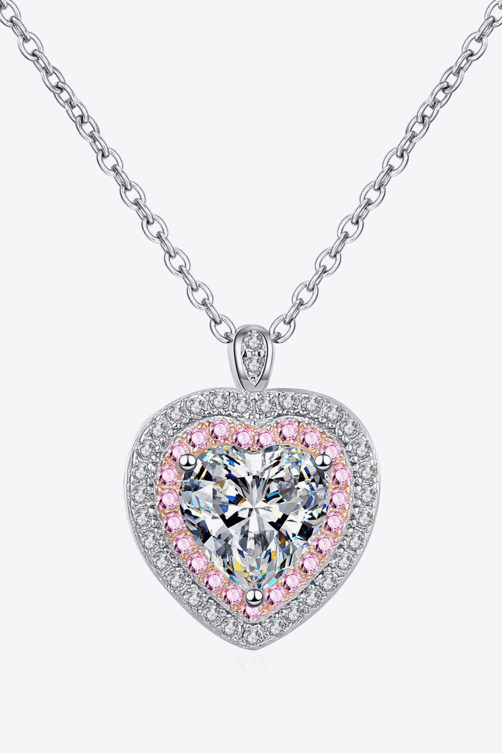 Certified 1 ct Heart Shaped Moissanite Diamond Pendant offers Necklace 925 Silver