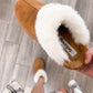 Dream Walker Fur Trim Snow Bootie Slippers in Tan