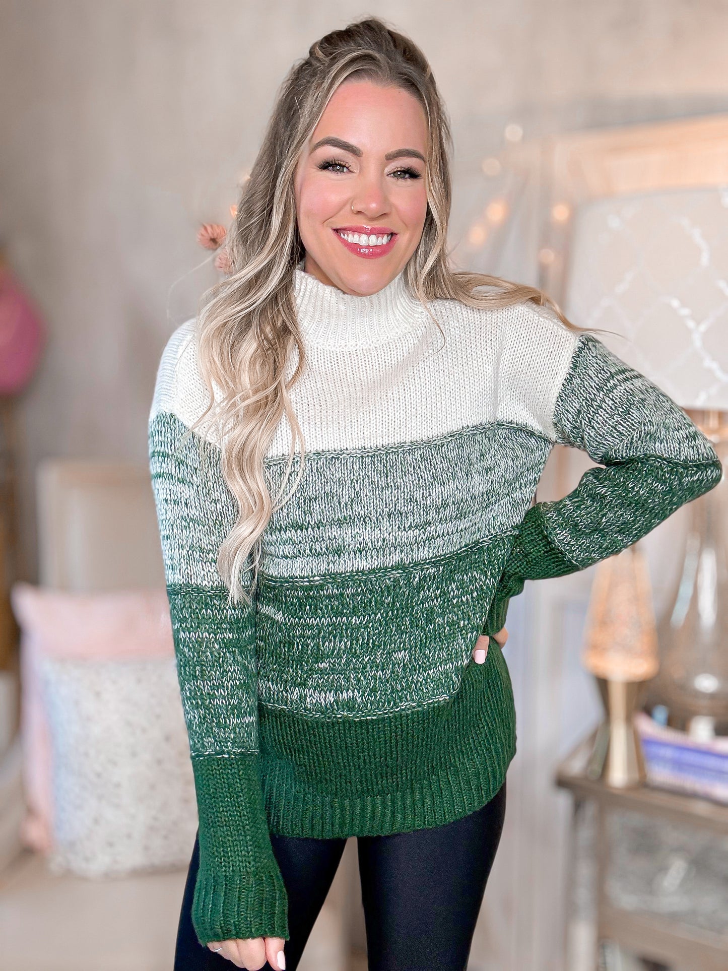 Cozy Pine Turtleneck Sweater