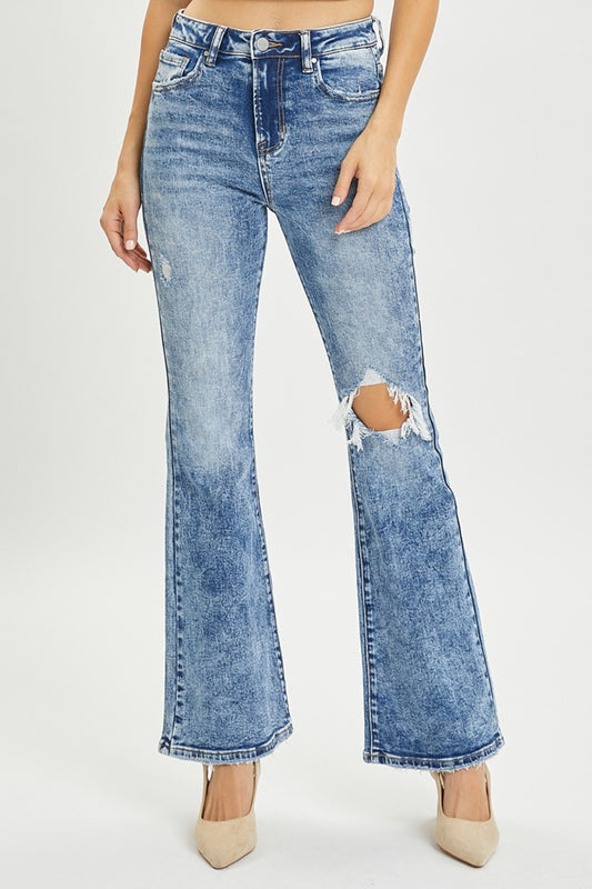 Wilder Side Distressed Flare Jeans - Cheeky Chic Boutique