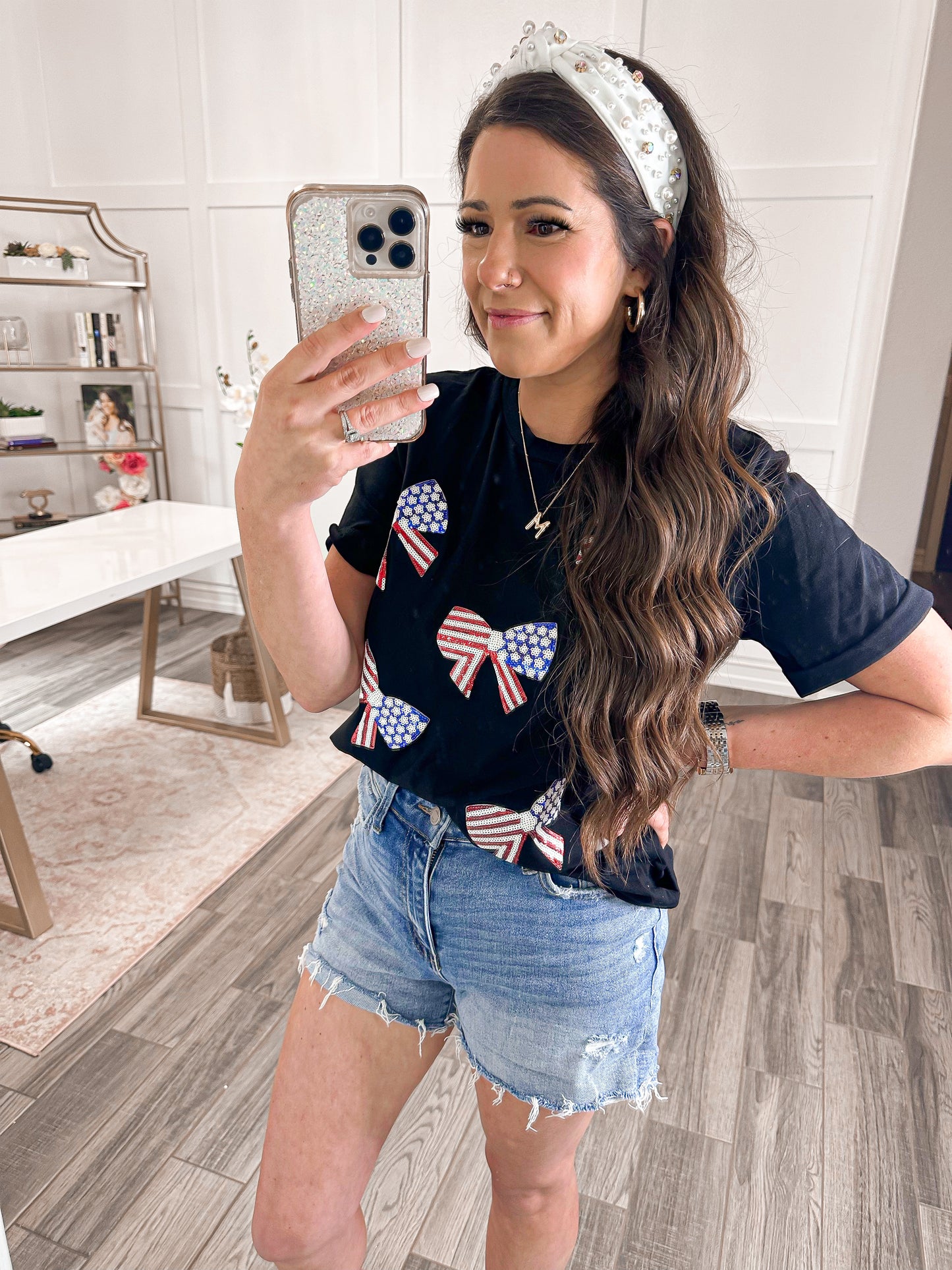 Celebration Bow Sequin Tee - Cheeky Chic Boutique