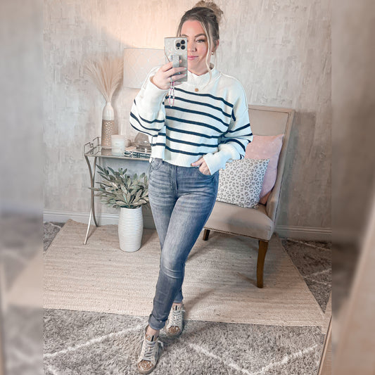 Right on Time Striped Sweater - Cheeky Chic Boutique