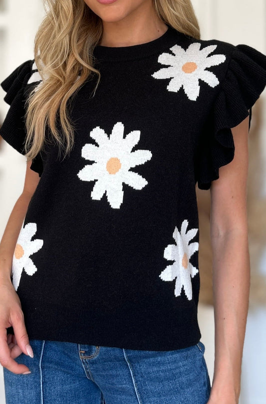 Easy Breezy Daisy Floral Sweater