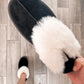 Dream Walker Fur Trim Snow Bootie Slippers in Black