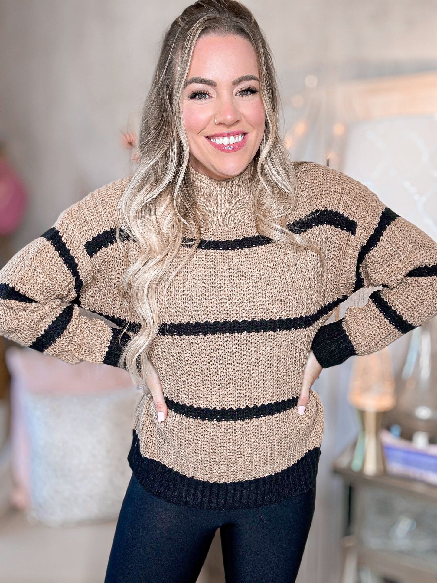 Caramel Latte Striped Sweater