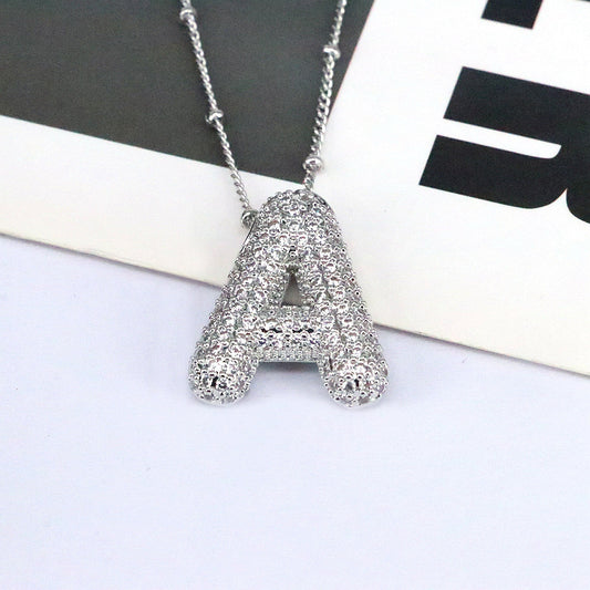 Sparkle Bubble Initial Necklace A-L