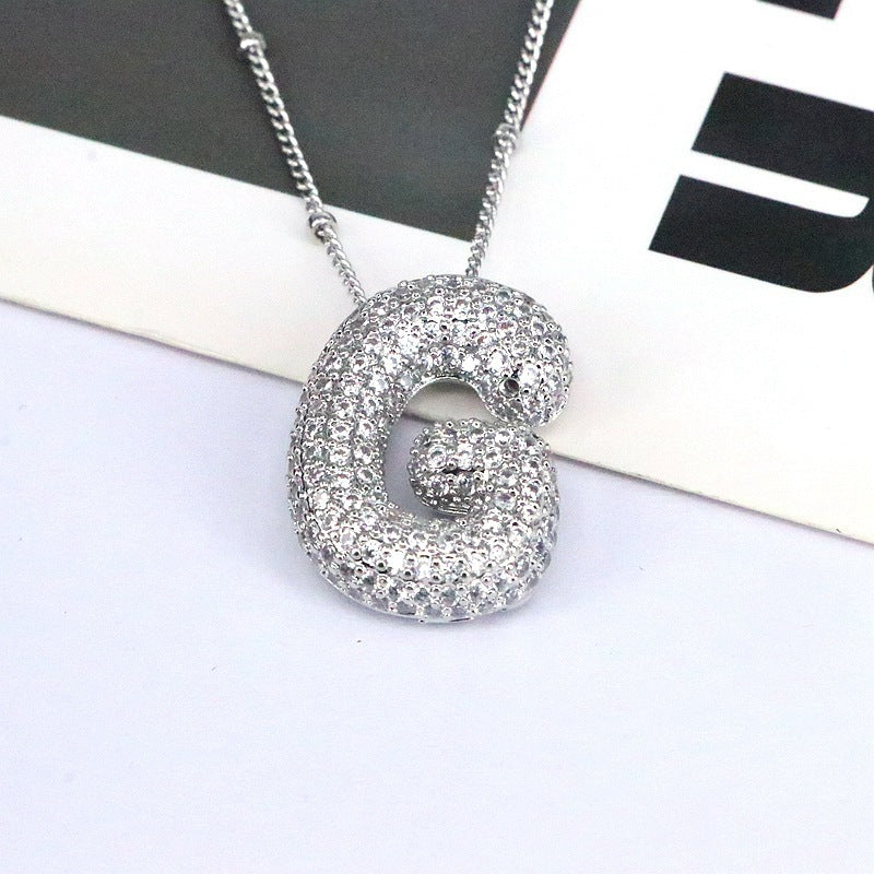 Sparkle Bubble Initial Necklace A-L