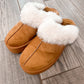 Dream Walker Fur Trim Snow Bootie Slippers in Tan