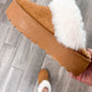 Dream Walker Fur Trim Snow Bootie Slippers in Tan