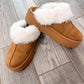 Dream Walker Fur Trim Snow Bootie Slippers in Tan