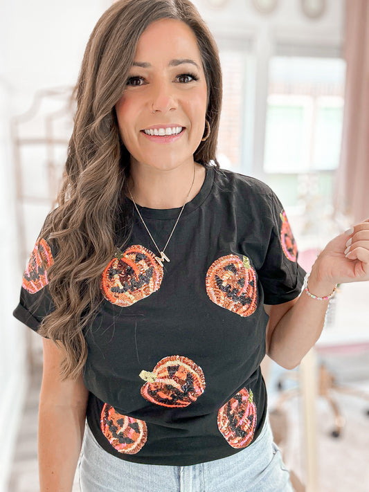 Jack-o'-lantern Sequin Tee