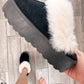 Dream Walker Fur Trim Snow Bootie Slippers in Black