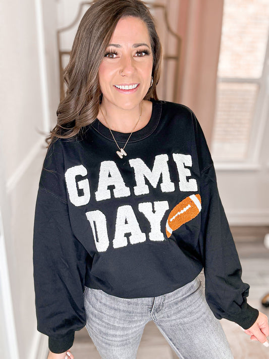 GAME DAY Round Neck Long Sleeve Sweatshirt