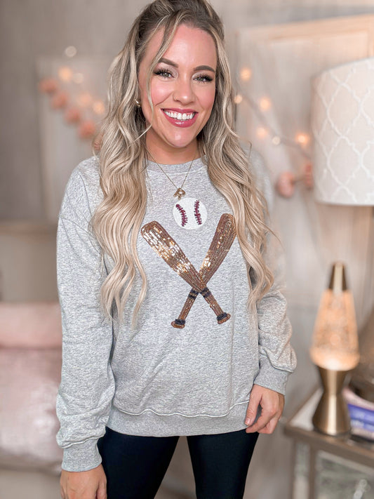 Batter Up Sequin Baseball Sweatshirt