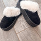 Dream Walker Fur Trim Snow Bootie Slippers in Black