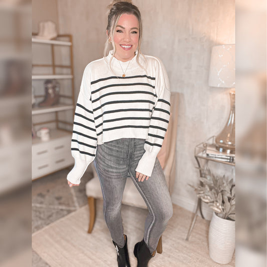 Right on Time Striped Sweater - Cheeky Chic Boutique