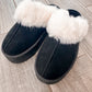 Dream Walker Fur Trim Snow Bootie Slippers in Black