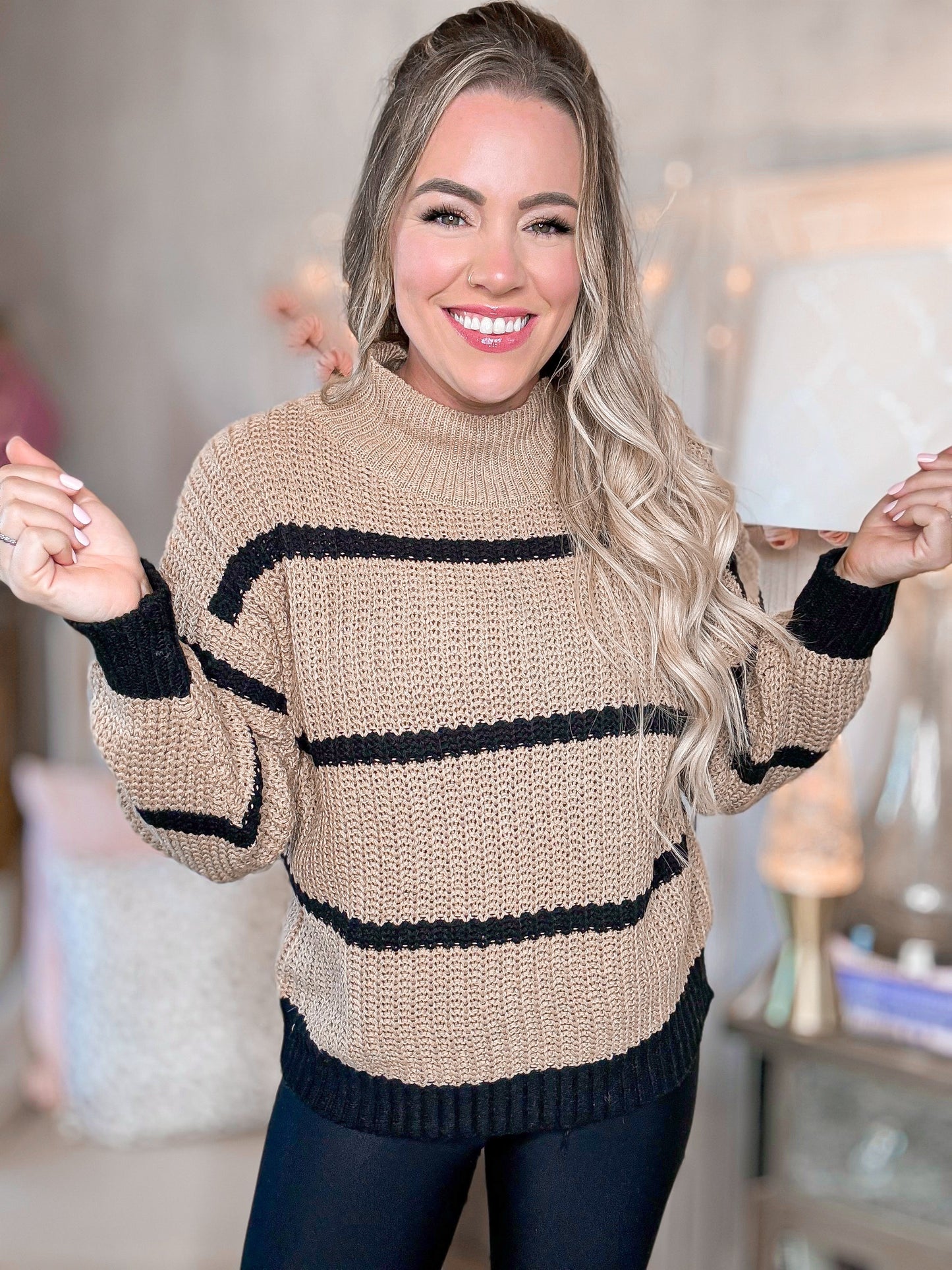 Caramel Latte Striped Sweater