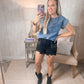 Country Nights Pearl Denim Top - Cheeky Chic Boutique