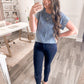 Country Nights Pearl Denim Top - Cheeky Chic Boutique