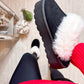 Dream Walker Fur Trim Snow Bootie Slippers in Black