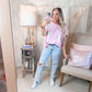 Pink Ballpark Oversized Sequin Baseball Tee