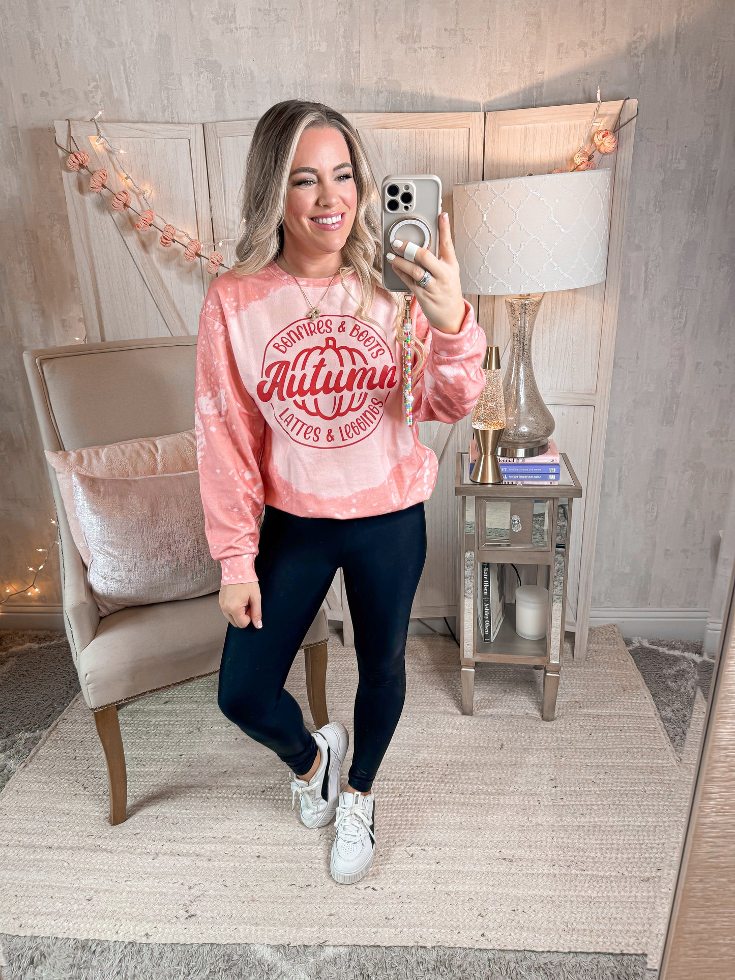 Bonfires and Boots + Lattes and Leggings Graphic Sweatshirt