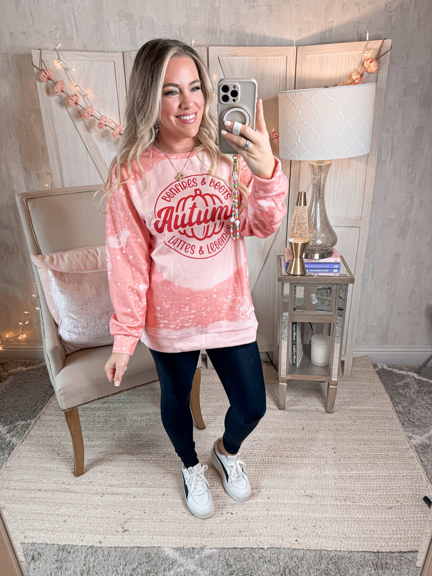 Bonfires and Boots + Lattes and Leggings Graphic Sweatshirt