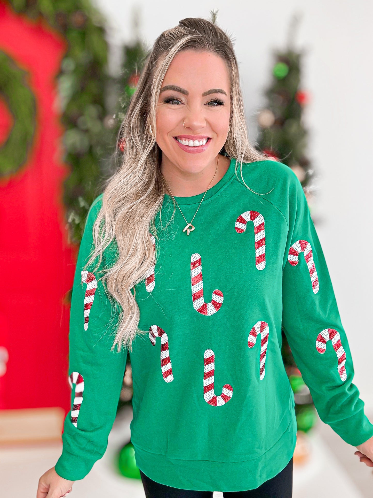 Candy Cane Sequin Sweatshirt