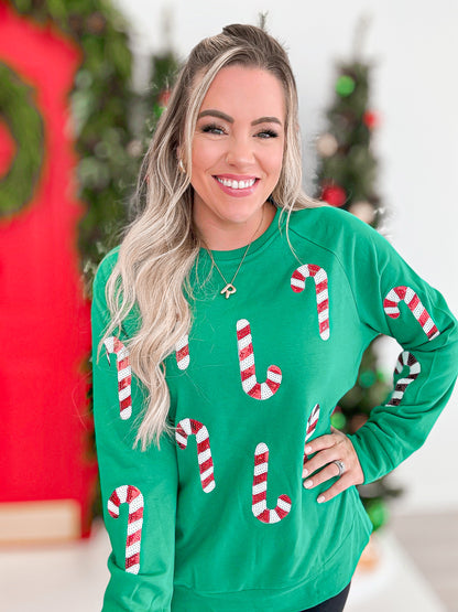 Candy Cane Sequin Sweatshirt