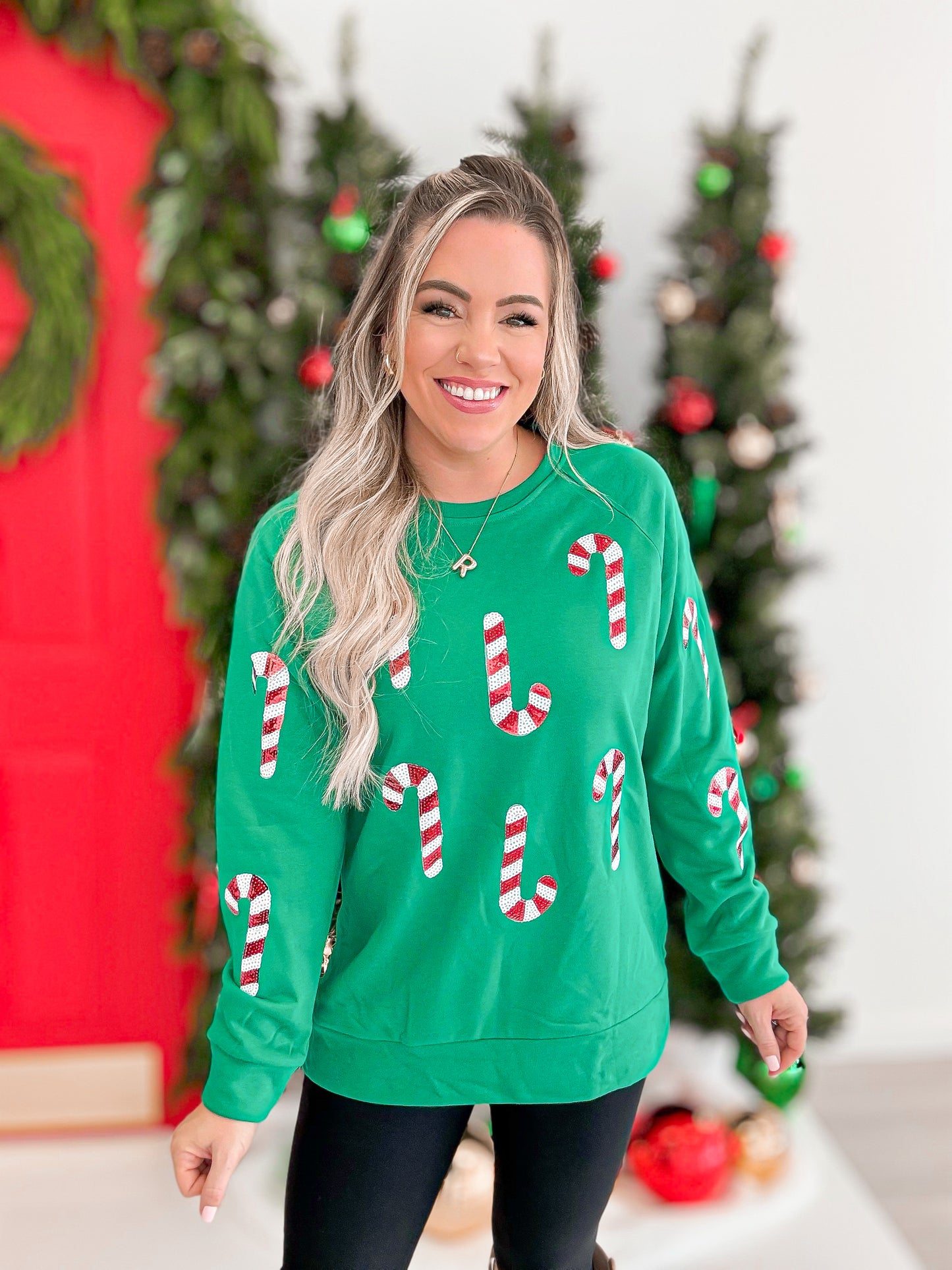 Candy Cane Sequin Sweatshirt