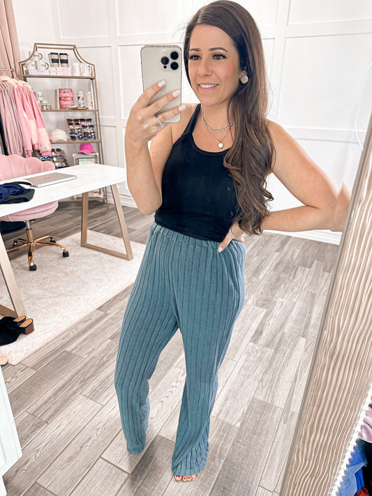 Lexi Ribbed Flare Lounge Pants - Cheeky Chic Boutique