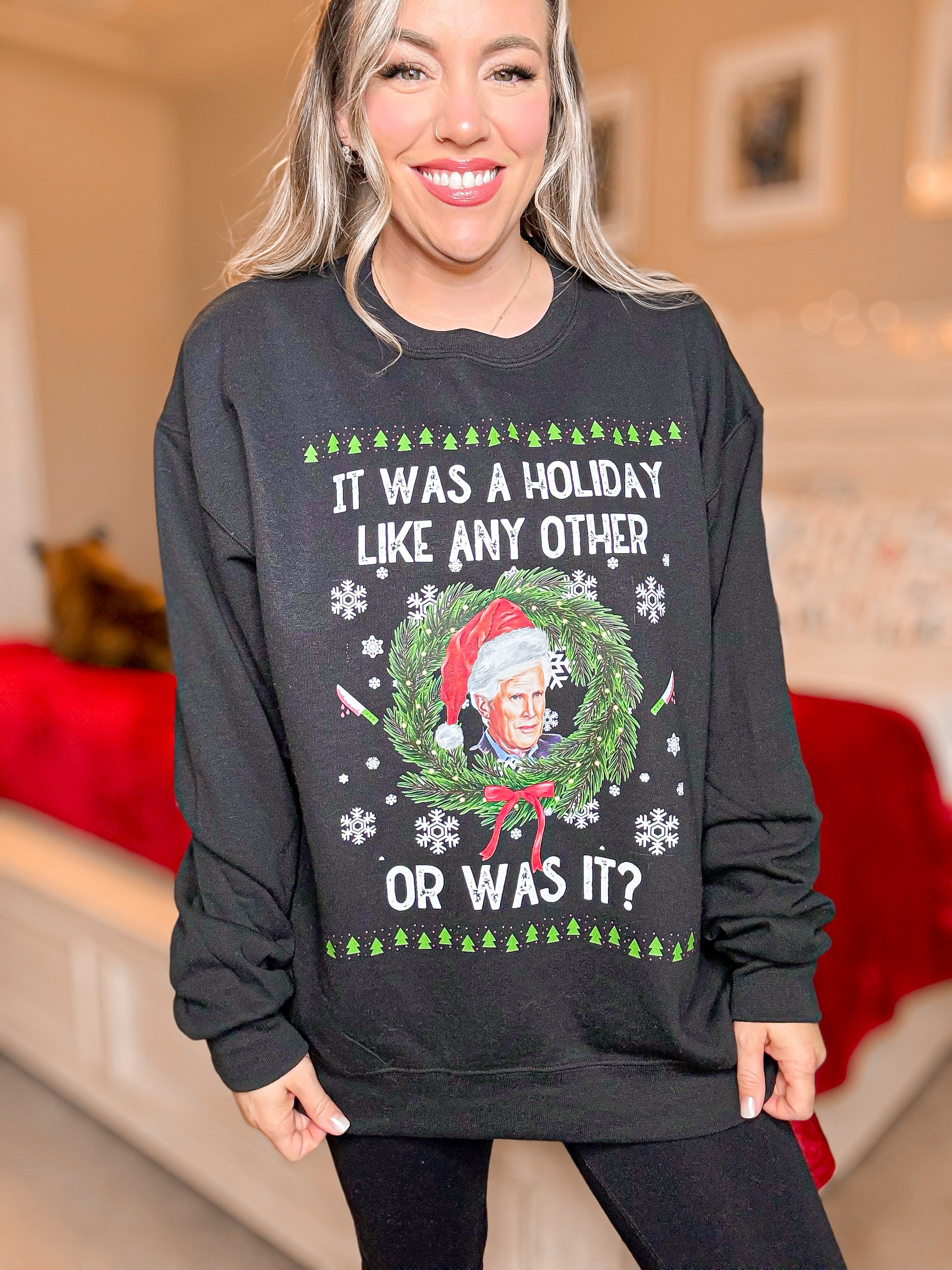 Holiday graphic sweatshirt sale