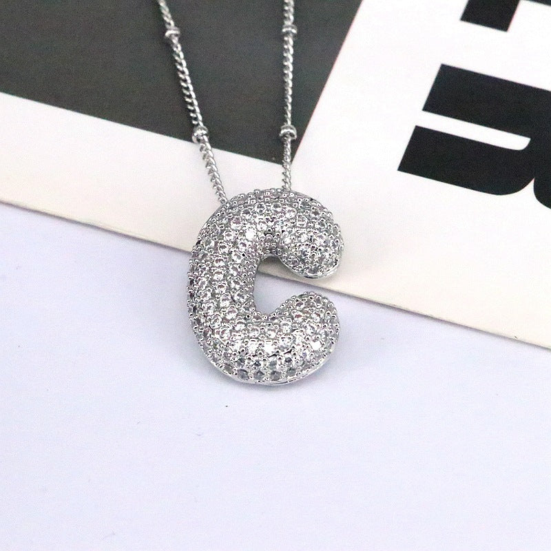 Sparkle Bubble Initial Necklace A-L