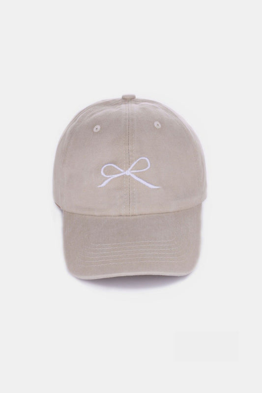 Bow Embroidered Baseball Cap - Cheeky Chic Boutique