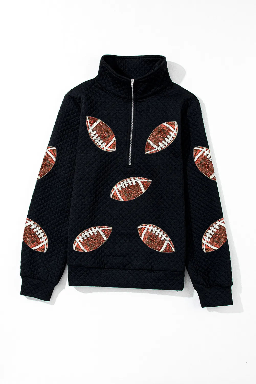 First Down Sequin Football Zip Up Sweatshirt