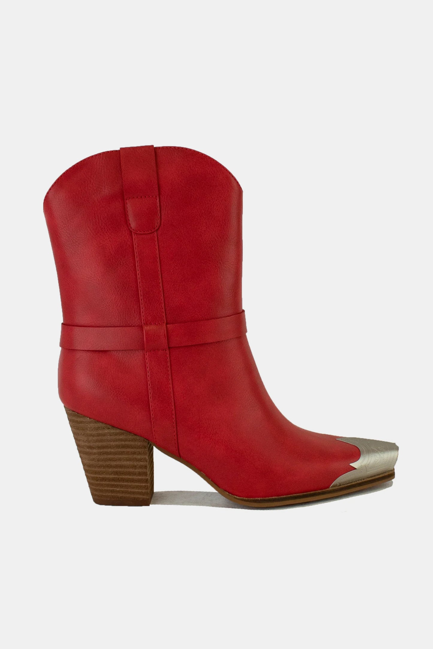 Crimson Kiss Metal Toe Ankle Boots