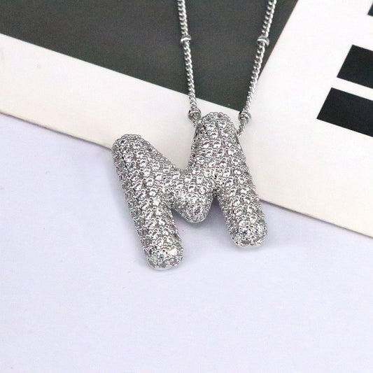 Sparkle Bubble Initial Necklace M-Z