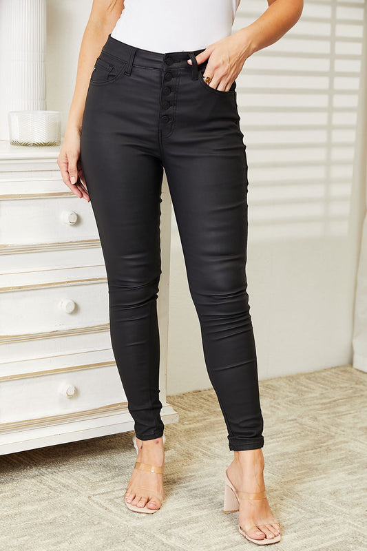 Kancan Sandra Black Coated Skinny Jeans - Cheeky Chic Boutique