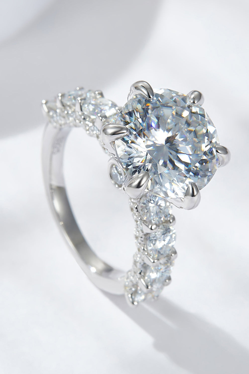 3-Carat Moissanite Platinum-Plated Side Stone Ring - Cheeky Chic Boutique