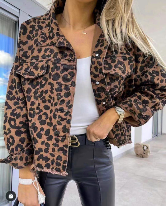 Hometown Leopard Denim Jacket - Cheeky Chic Boutique