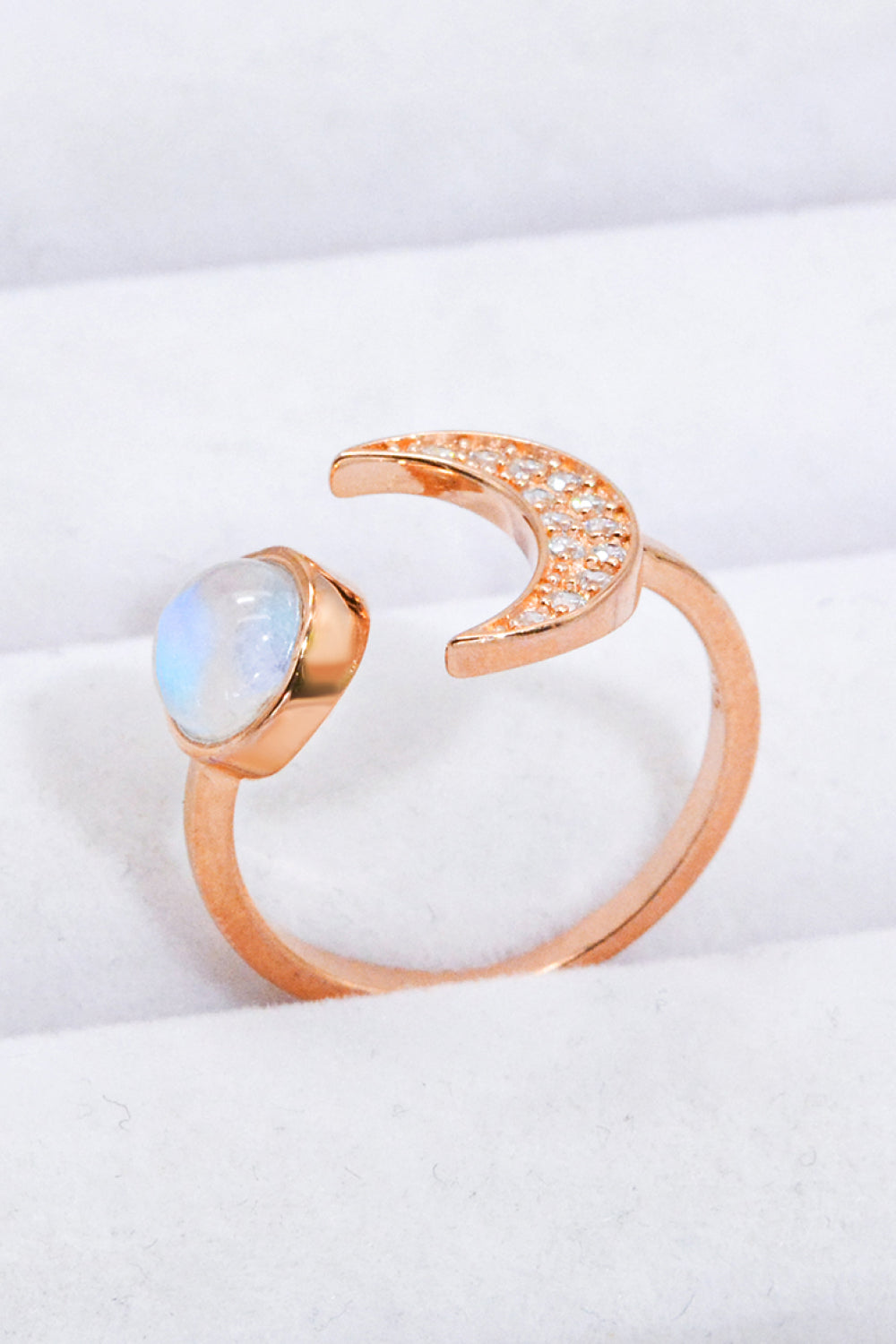 Natural Moonstone and Zircon Sun & Moon Open Ring - Cheeky Chic Boutique