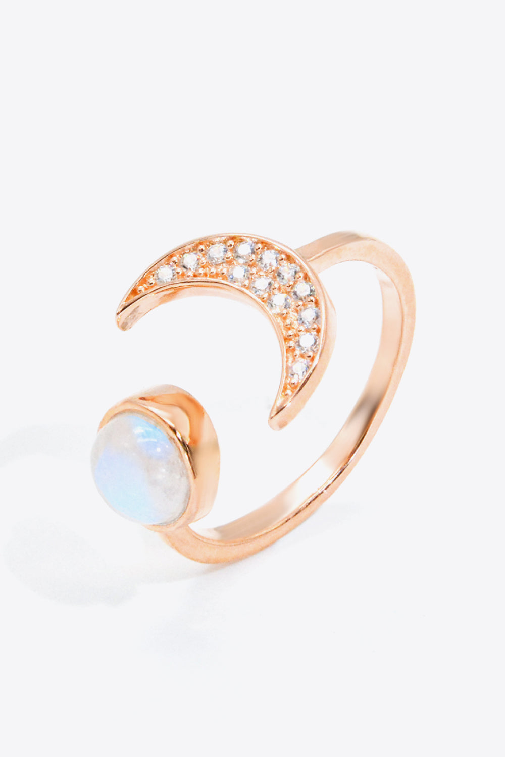 Natural Moonstone and Zircon Sun & Moon Open Ring - Cheeky Chic Boutique