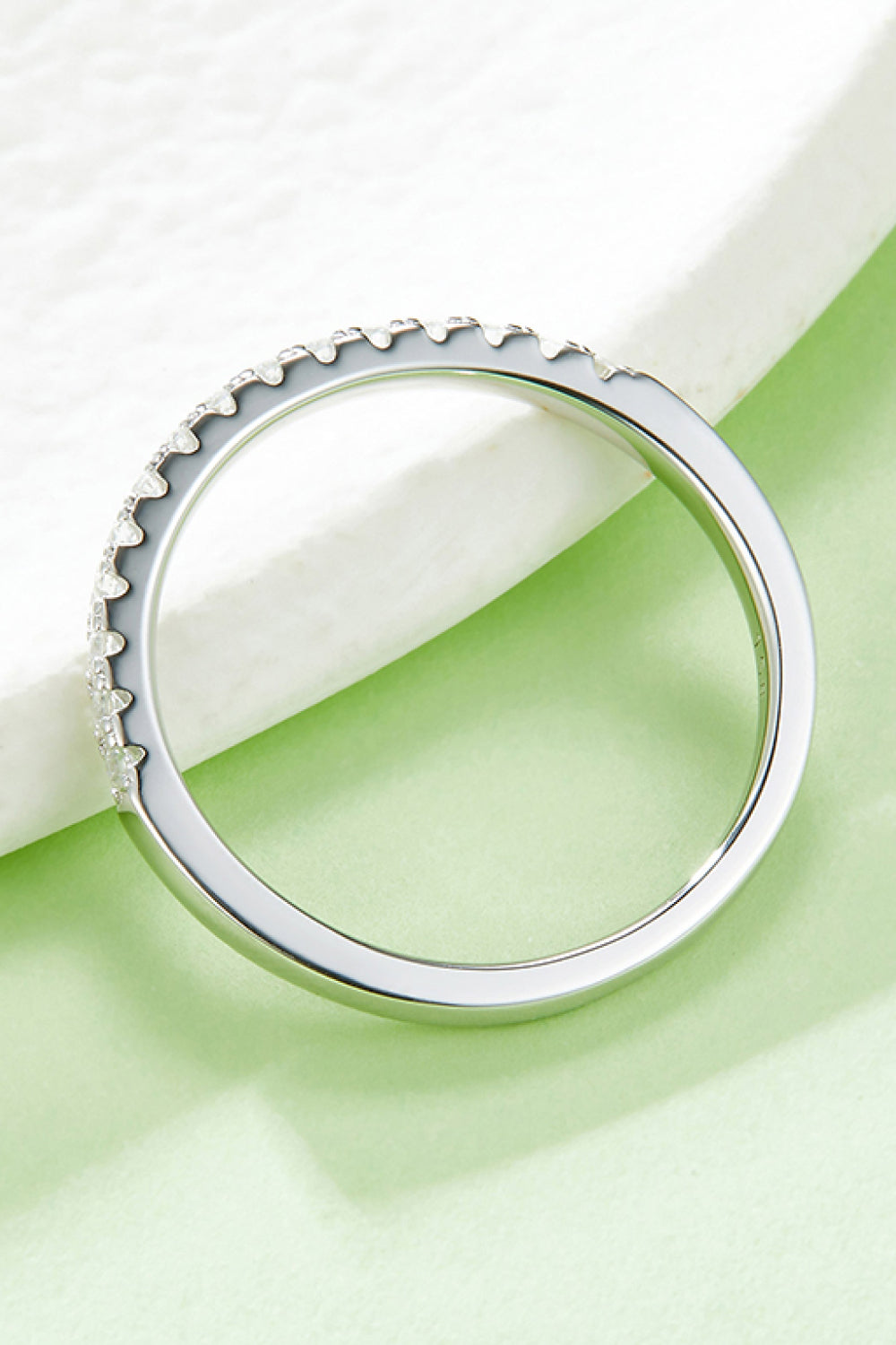 Kristine Moissanite Platinum-Plated Half-Eternity Ring - Cheeky Chic Boutique