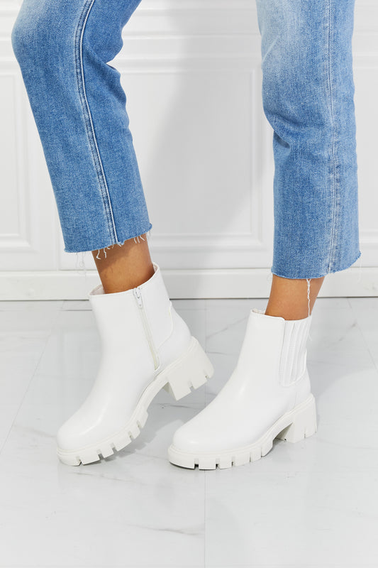 MMShoes What It Takes Lug Sole Chelsea Boots in White - Cheeky Chic Boutique