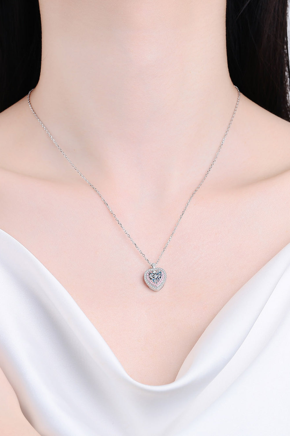 925 Sterling Silver 1 Carat Moissanite Heart Pendant Necklace - Cheeky Chic Boutique