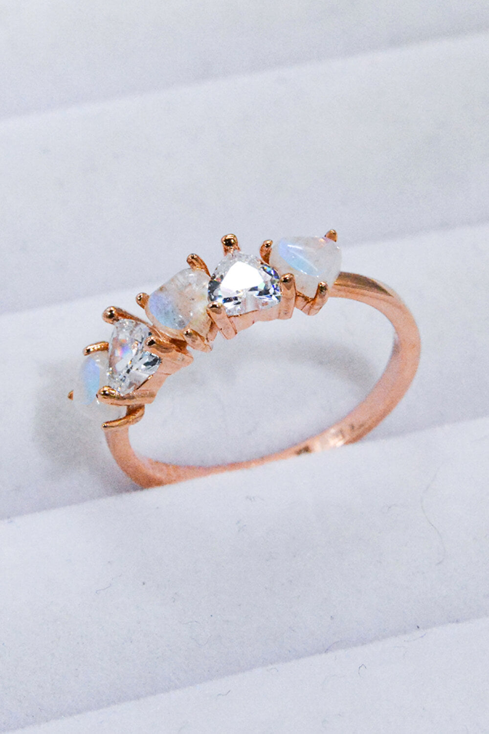 Moonstone and Zircon Heart Ring - Cheeky Chic Boutique