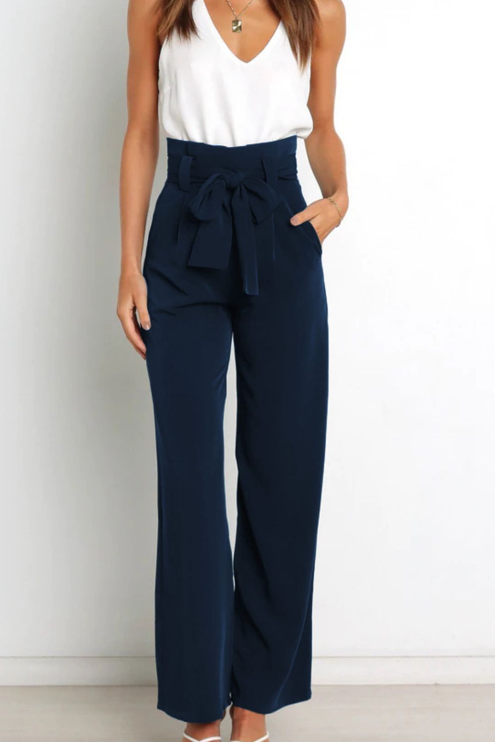 Twill paperbag trousers - Wide leg - BSK Teen | Bershka