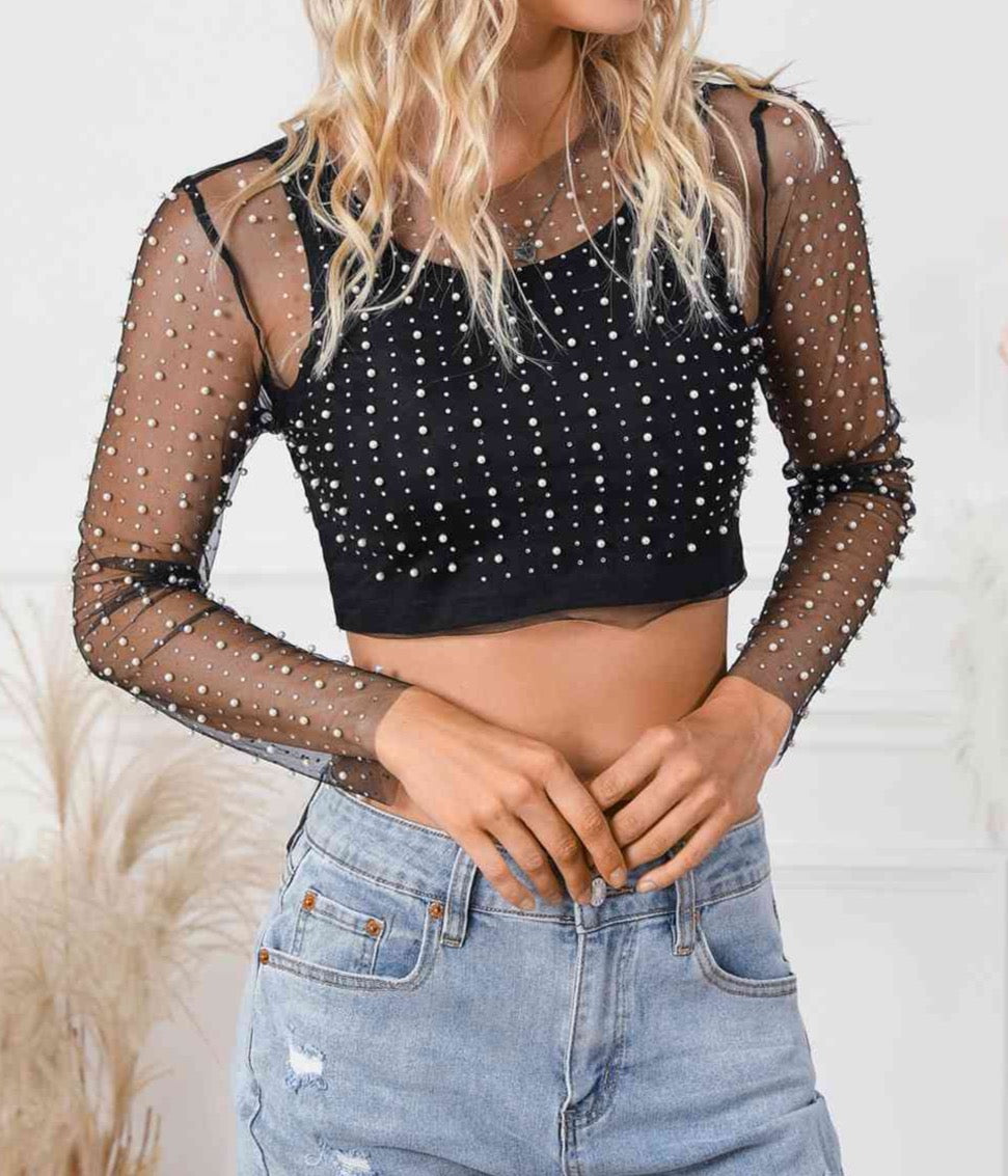 Pearly Queen Sheer Top - Cheeky Chic Boutique