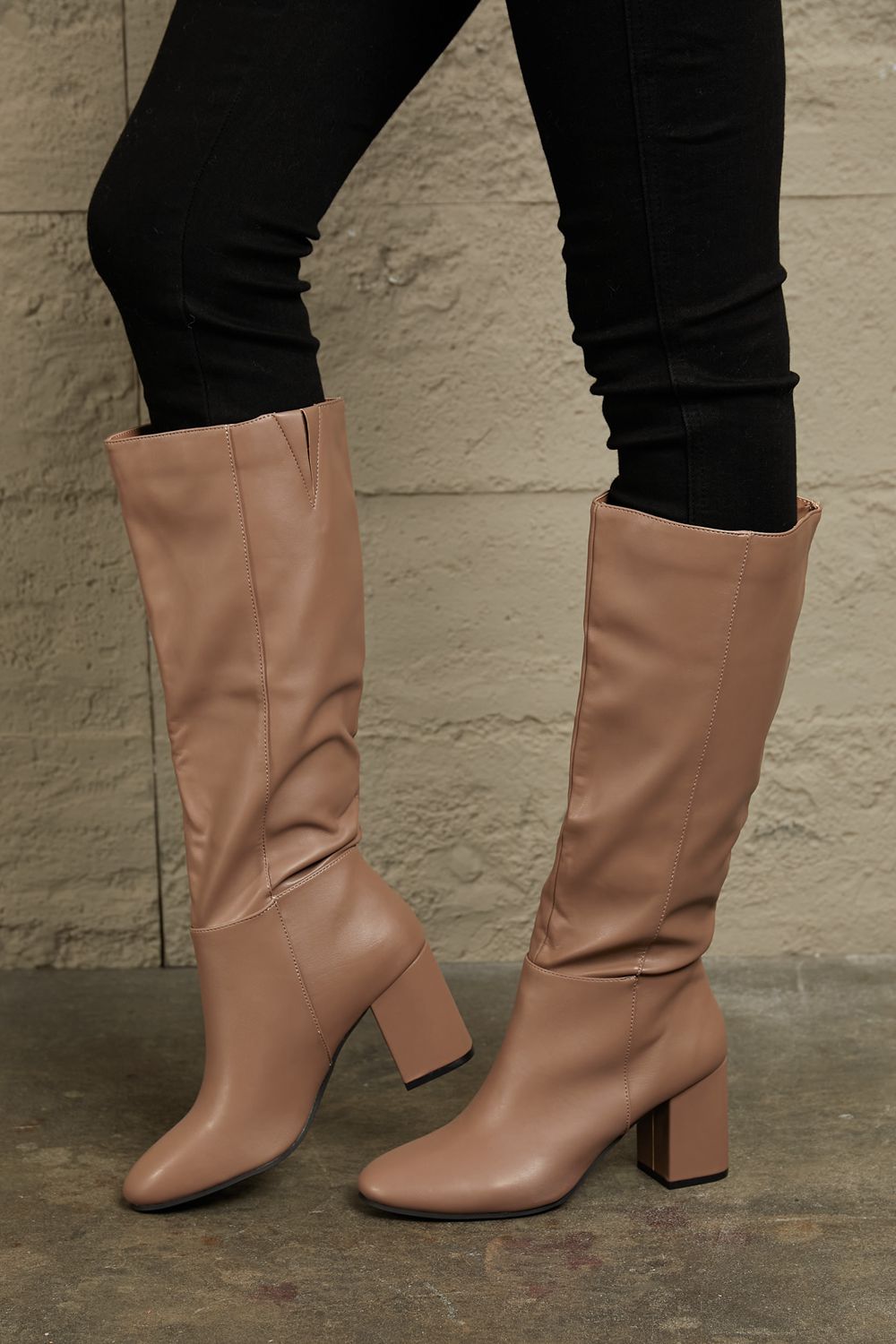 East Lion Corp Block Heel Knee High Boots - Cheeky Chic Boutique